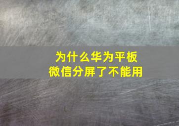 为什么华为平板微信分屏了不能用