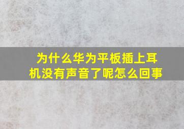 为什么华为平板插上耳机没有声音了呢怎么回事