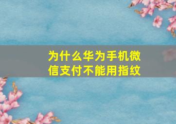 为什么华为手机微信支付不能用指纹