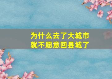 为什么去了大城市就不愿意回县城了