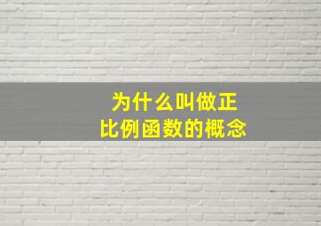 为什么叫做正比例函数的概念