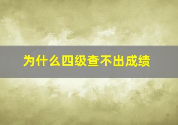 为什么四级查不出成绩