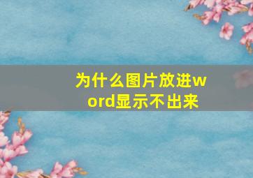 为什么图片放进word显示不出来