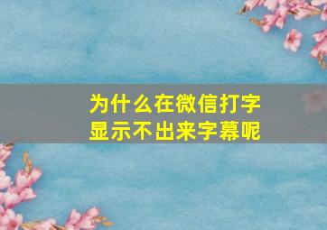 为什么在微信打字显示不出来字幕呢