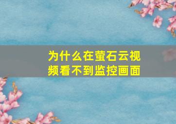 为什么在萤石云视频看不到监控画面