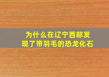 为什么在辽宁西部发现了带羽毛的恐龙化石