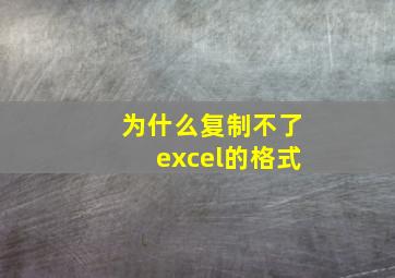 为什么复制不了excel的格式