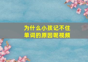 为什么小孩记不住单词的原因呢视频