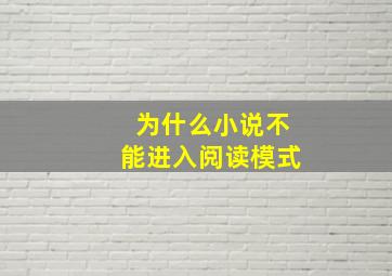 为什么小说不能进入阅读模式