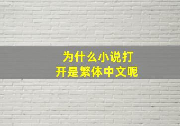 为什么小说打开是繁体中文呢