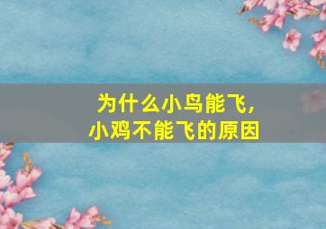 为什么小鸟能飞,小鸡不能飞的原因