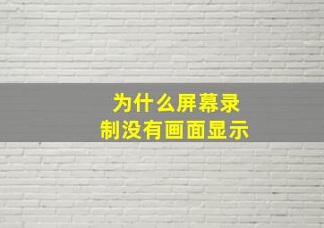 为什么屏幕录制没有画面显示