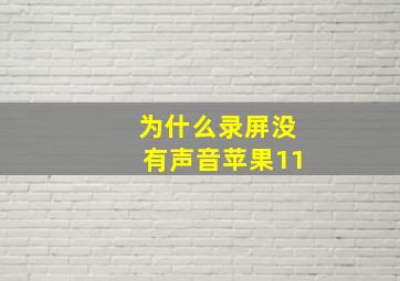 为什么录屏没有声音苹果11