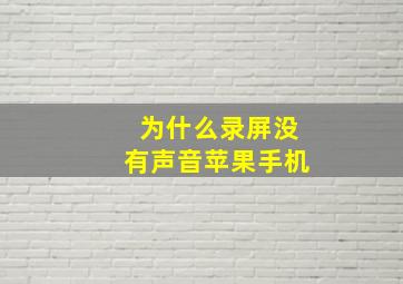 为什么录屏没有声音苹果手机