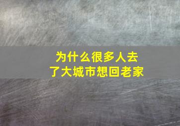 为什么很多人去了大城市想回老家