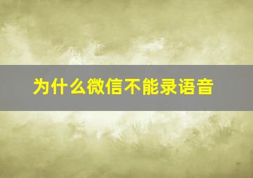 为什么微信不能录语音