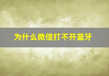 为什么微信打不开蓝牙