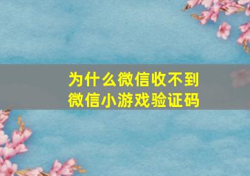 为什么微信收不到微信小游戏验证码