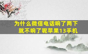 为什么微信电话响了两下就不响了呢苹果13手机