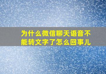 为什么微信聊天语音不能转文字了怎么回事儿