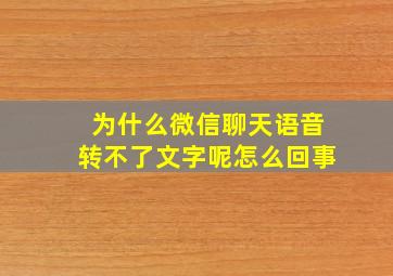 为什么微信聊天语音转不了文字呢怎么回事