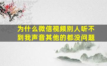 为什么微信视频别人听不到我声音其他的都没问题