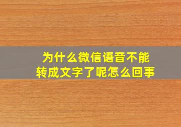 为什么微信语音不能转成文字了呢怎么回事