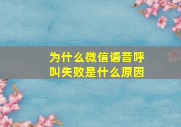 为什么微信语音呼叫失败是什么原因