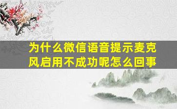 为什么微信语音提示麦克风启用不成功呢怎么回事