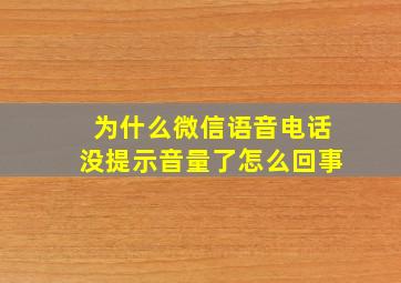 为什么微信语音电话没提示音量了怎么回事