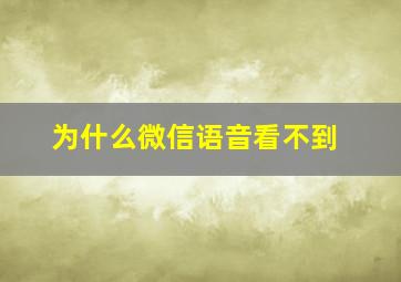 为什么微信语音看不到