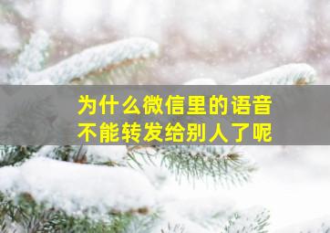 为什么微信里的语音不能转发给别人了呢