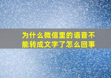 为什么微信里的语音不能转成文字了怎么回事