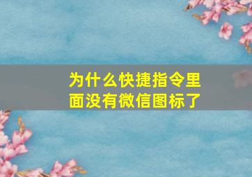 为什么快捷指令里面没有微信图标了