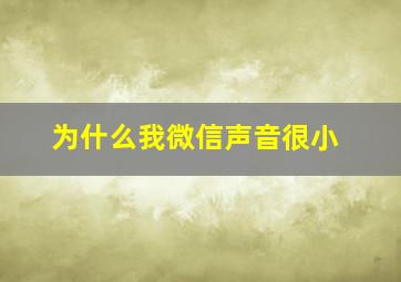 为什么我微信声音很小