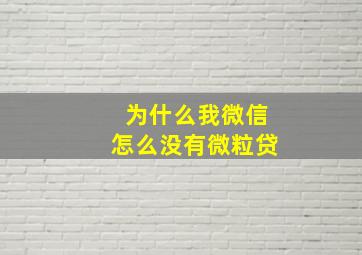 为什么我微信怎么没有微粒贷