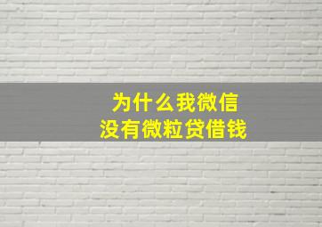 为什么我微信没有微粒贷借钱