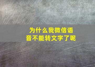 为什么我微信语音不能转文字了呢