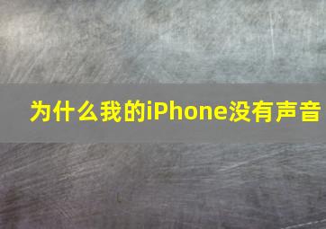 为什么我的iPhone没有声音