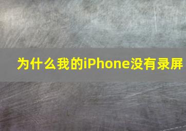 为什么我的iPhone没有录屏