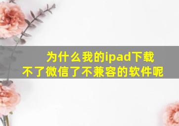 为什么我的ipad下载不了微信了不兼容的软件呢