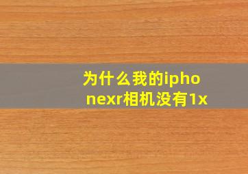 为什么我的iphonexr相机没有1x