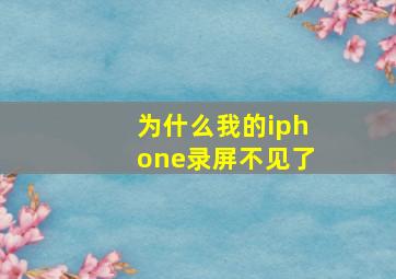 为什么我的iphone录屏不见了