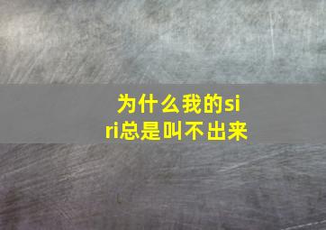 为什么我的siri总是叫不出来