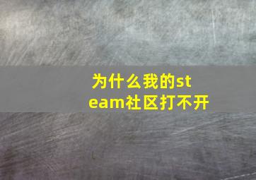 为什么我的steam社区打不开