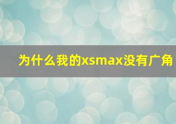 为什么我的xsmax没有广角