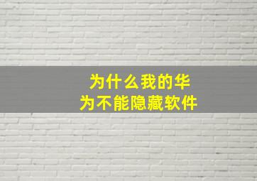 为什么我的华为不能隐藏软件