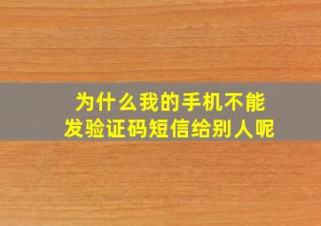 为什么我的手机不能发验证码短信给别人呢