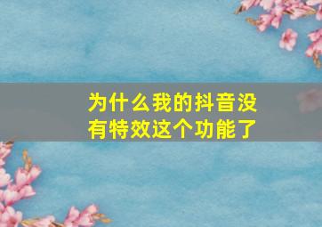 为什么我的抖音没有特效这个功能了