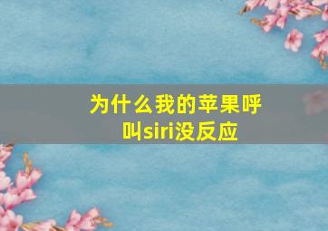 为什么我的苹果呼叫siri没反应